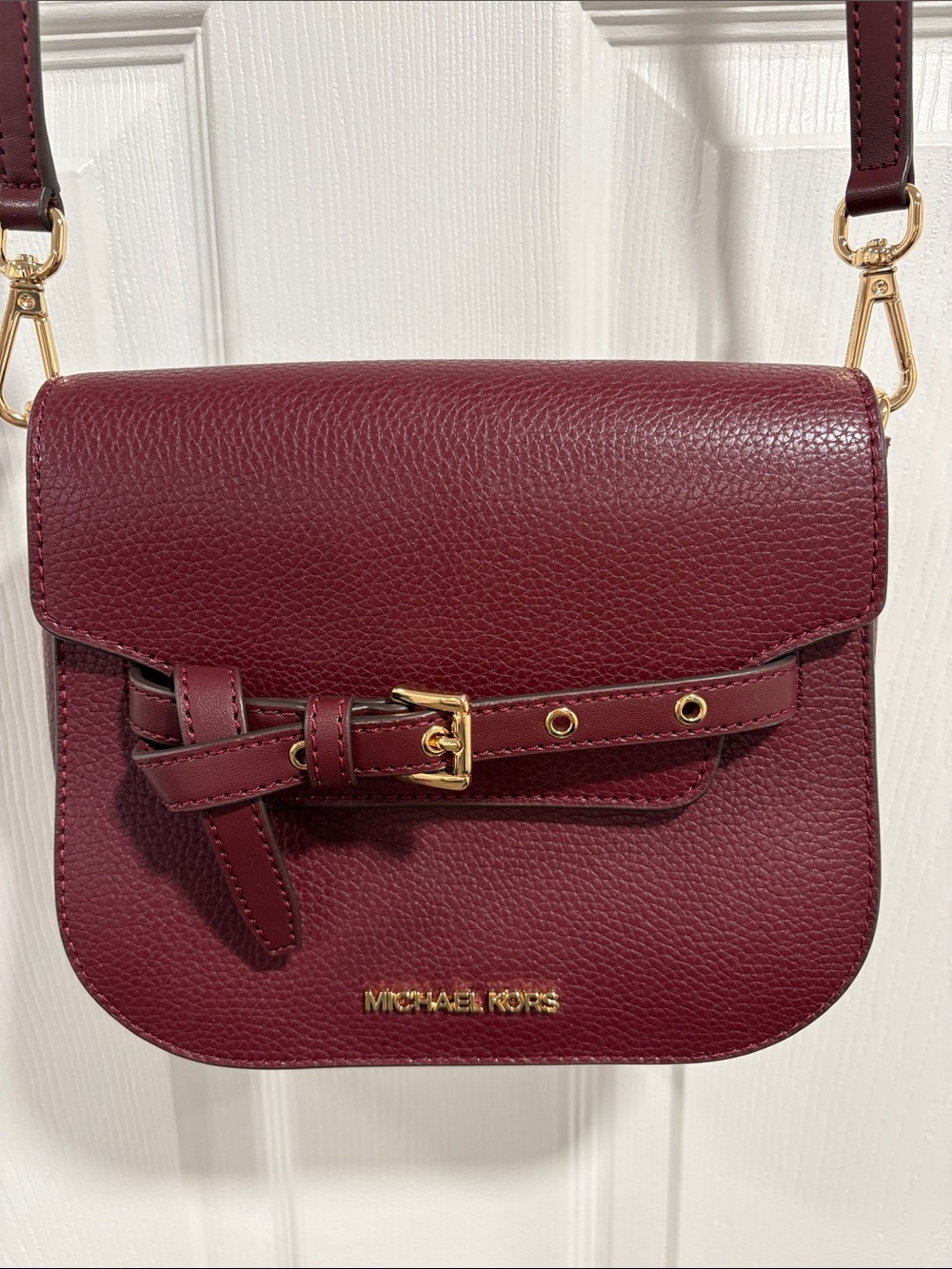 NWOT Michael Kors Wine Red Pebbled Leather Crossbody